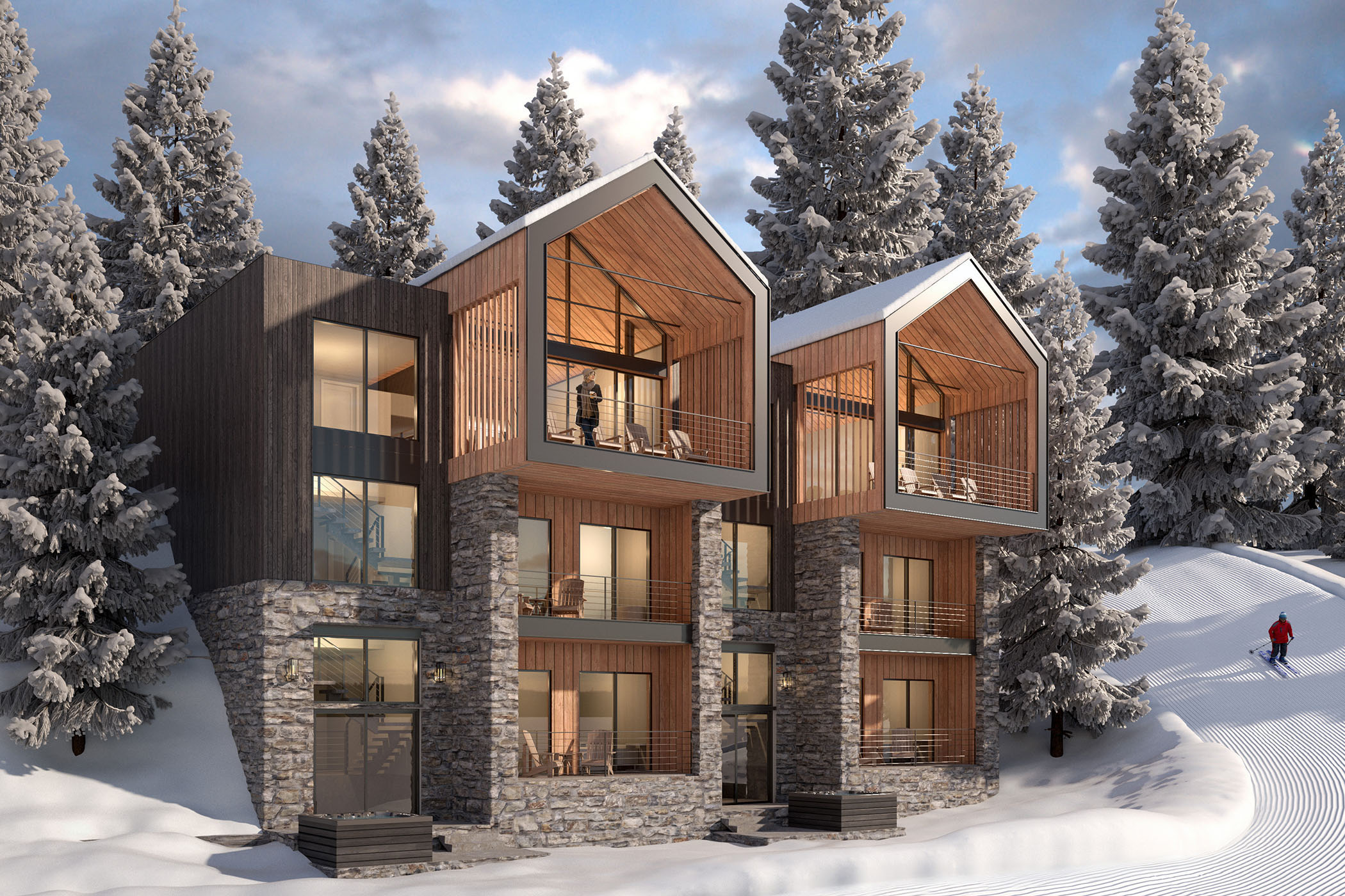 Construction rendering of Norhaven, Brundage Mountain Resort's newest slopeside neighborhood. 